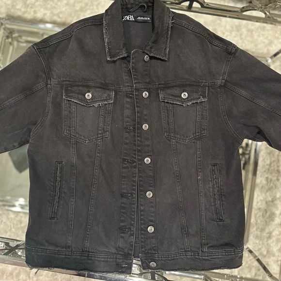 Zara Black Denim Jacket - Picture 1 of 7